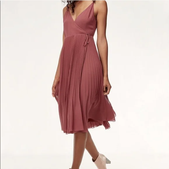 Wilfred (Aritzia) Beaune wrap chiffon dress - apple butter - Picture 8 of 8